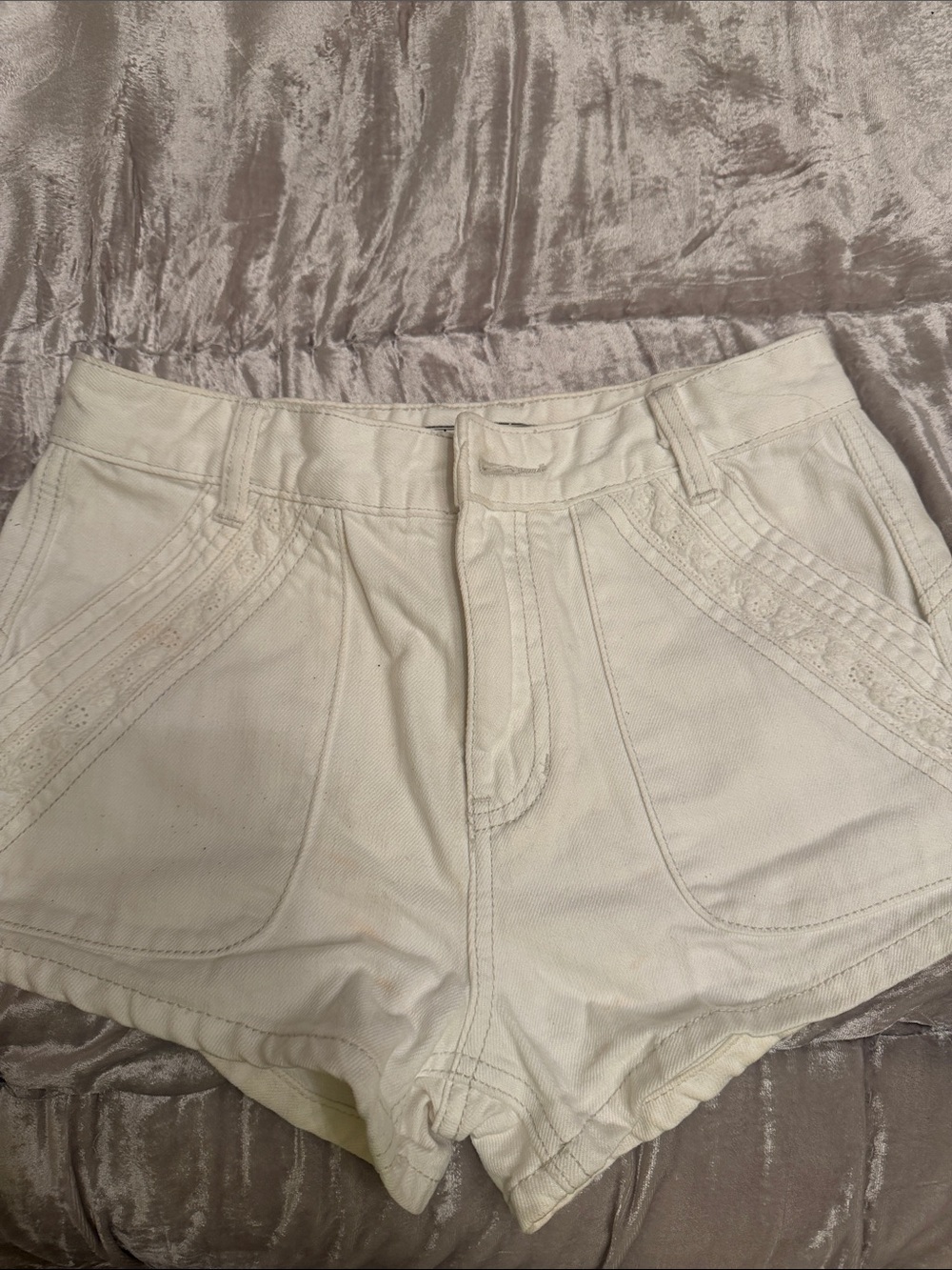 Free People Cream High-Rise Cotton Shorts
